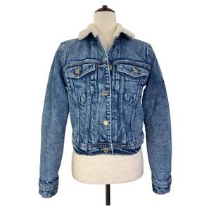 HOLLISTER SHERPA DENIM TRUCKER JACKET WOMEN’S SZ XS